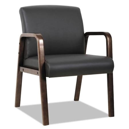 D2D Technologies ALE Reception Lounge Series Guest Chair- Espresso-Black Leather D22957187